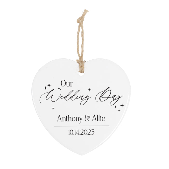 Personalized "Our Wedding Day" Heart Ornament