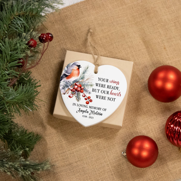 Personalized Your Wings Were Ready Heart Ornament