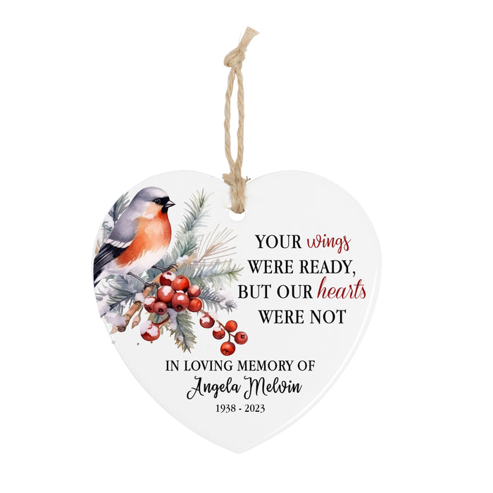 Personalized Your Wings Were Ready Heart Ornament