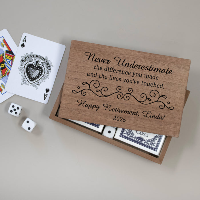 Personalized Retirement Card and Dice Box Gift