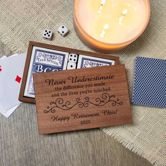 Personalized Retirement Card and Dice Box Gift