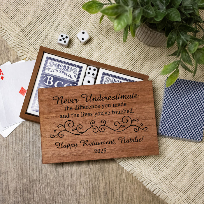 Personalized Retirement Card and Dice Box Gift