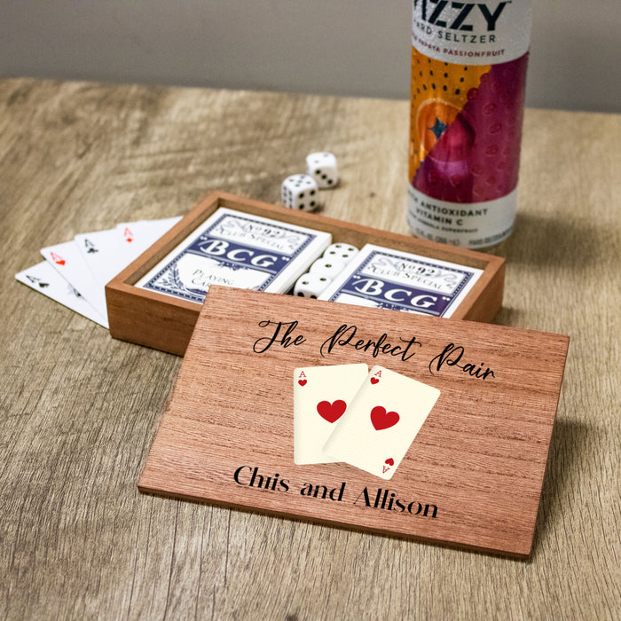 Personalized “The Perfect Pair” Card Dice Game Set