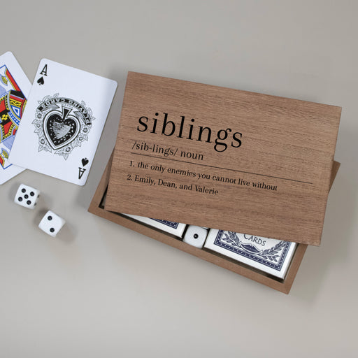 Gift for Siblings Personalized Dice and Card Game Set