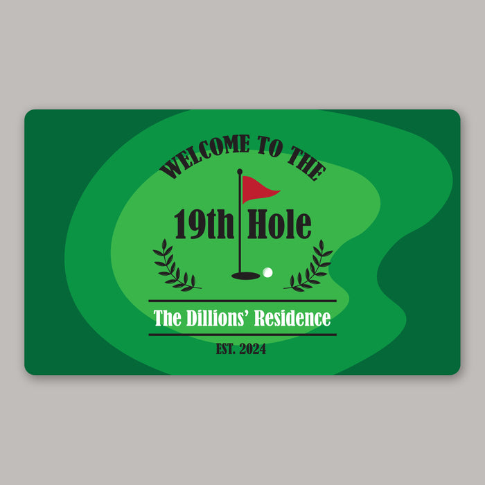 Personalized "19th Hole" Golf Lovers Welcome Door Mat