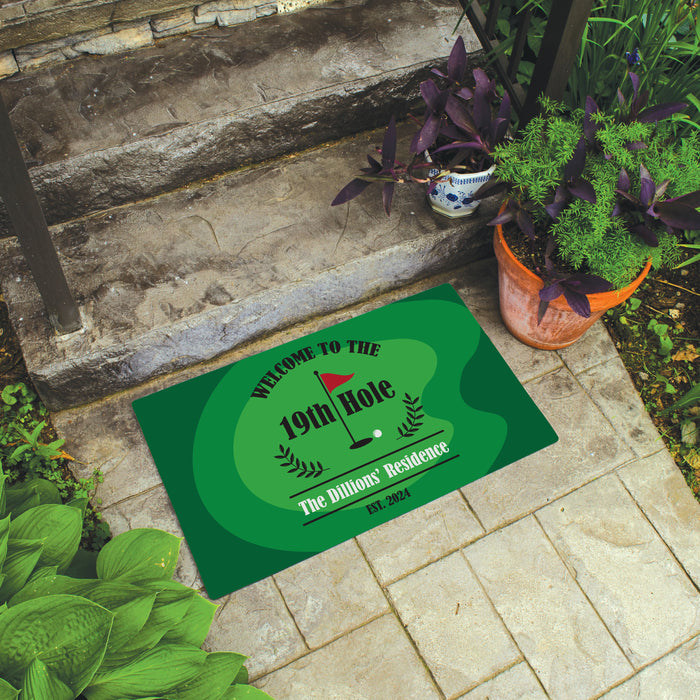 Personalized "19th Hole" Golf Lovers Welcome Door Mat