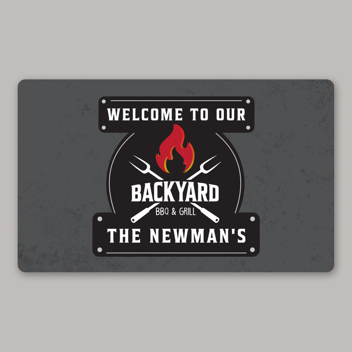 Personalized Backyard BBQ & Grill Welcome Door Mat