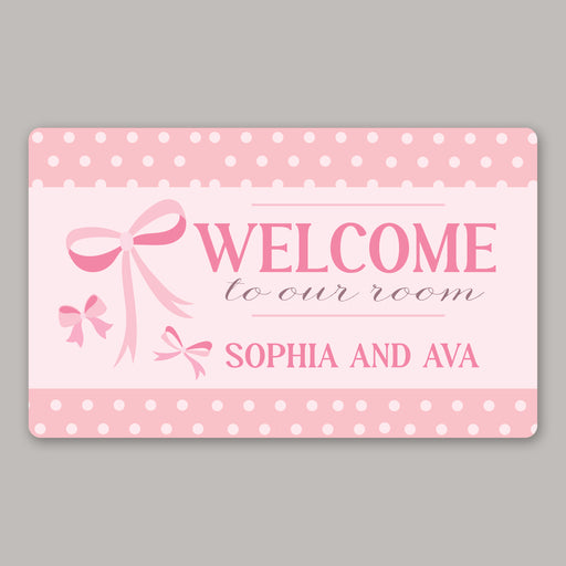 Pink Bows Welcome Mat for Dorm Room