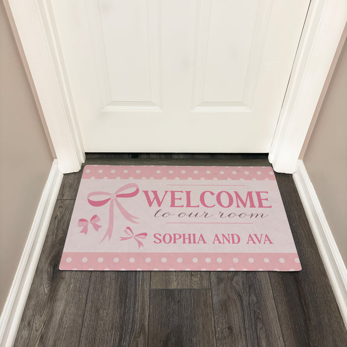 Personalized Pink Bows Welcome Mat