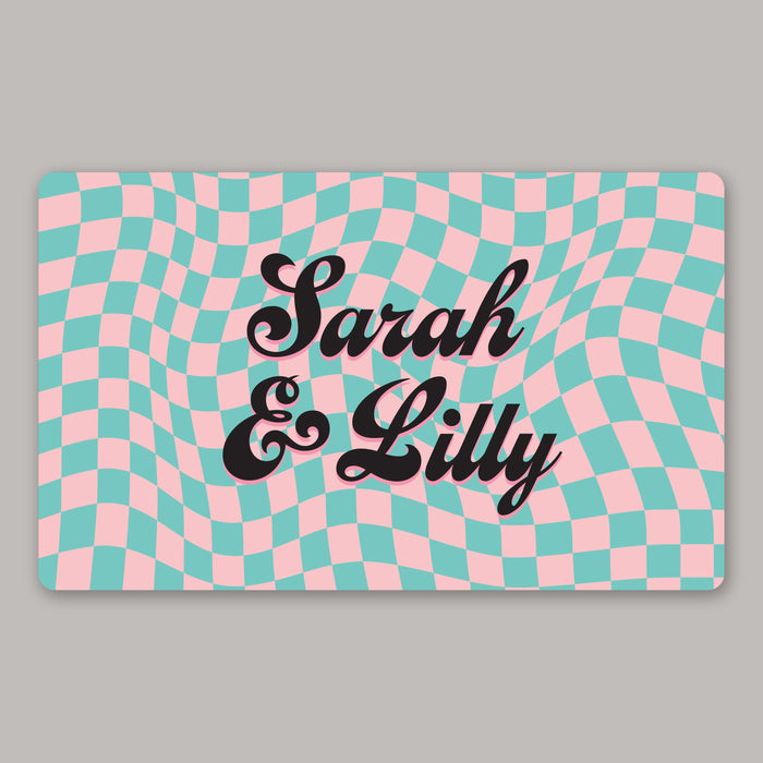 Personalized Checker Print Name Dorm or Apartment Doormat