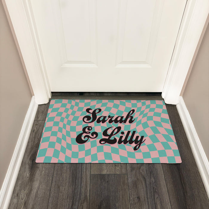 Personalized Checker Print Name Dorm or Apartment Doormat