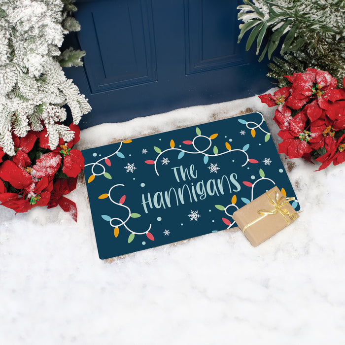 Personalized Christmas Lights Holiday Door Mat