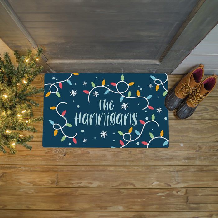 Personalized Christmas Lights Holiday Door Mat