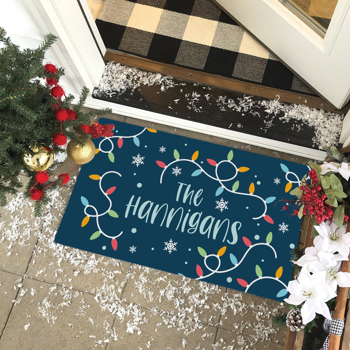 Personalized Christmas Lights Holiday Door Mat