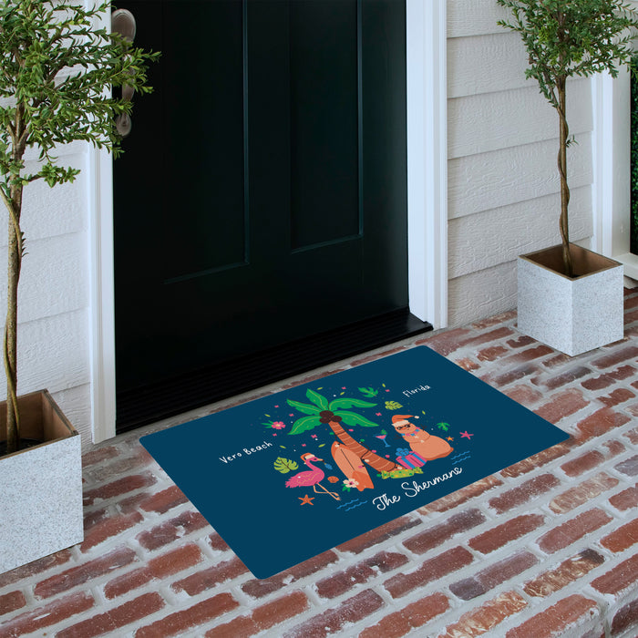 Personalized Coastal Christmas Holiday Beach Door Mat