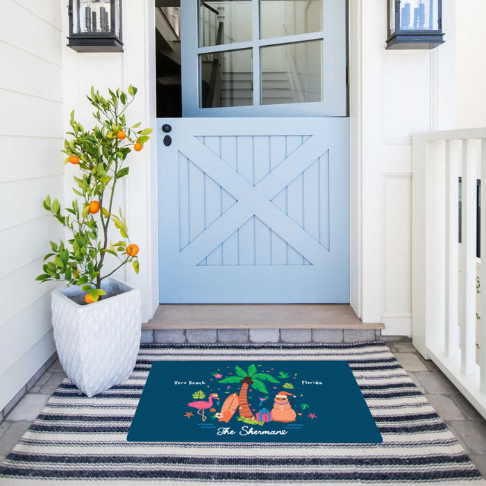 Personalized Coastal Christmas Holiday Beach Door Mat