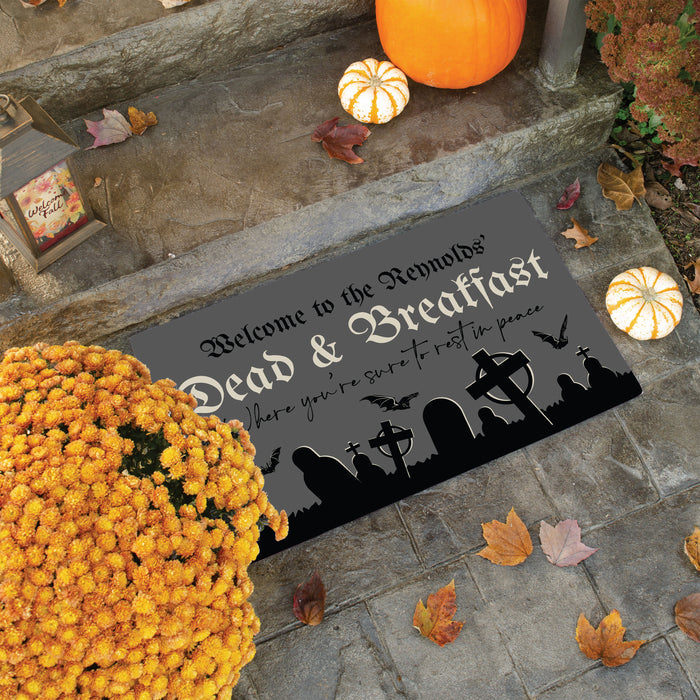 Personalized "Dead & Breakfast" Halloween Doormat