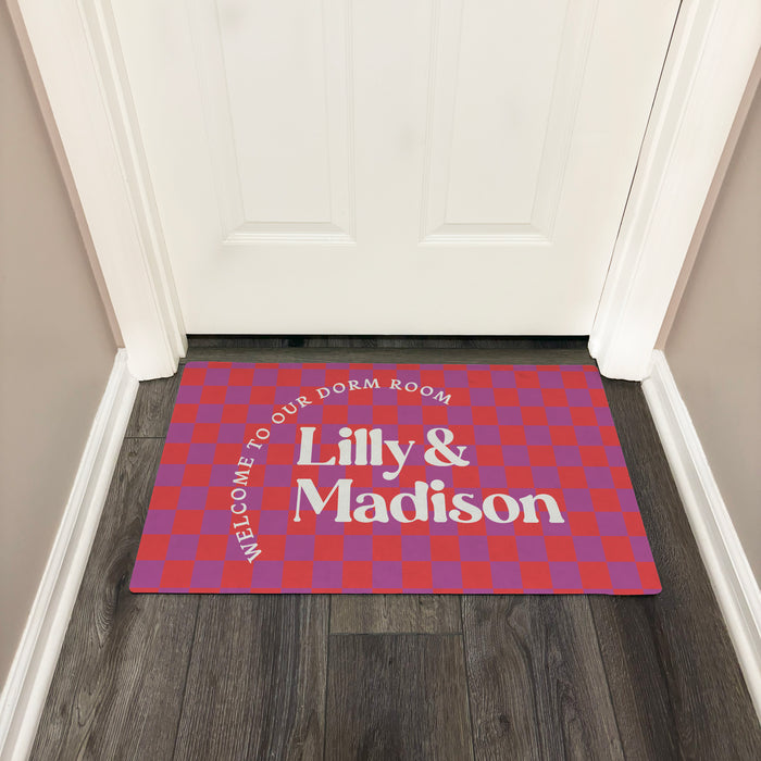 College dorm room welcome mat 