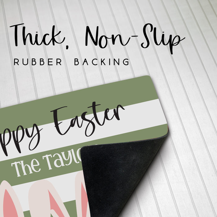 Personalized "Happy Easter" Bunny Ear Door Mat
