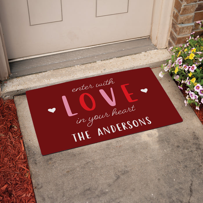 Personalized Enter With Love Valentine's Day Welcome Doormat