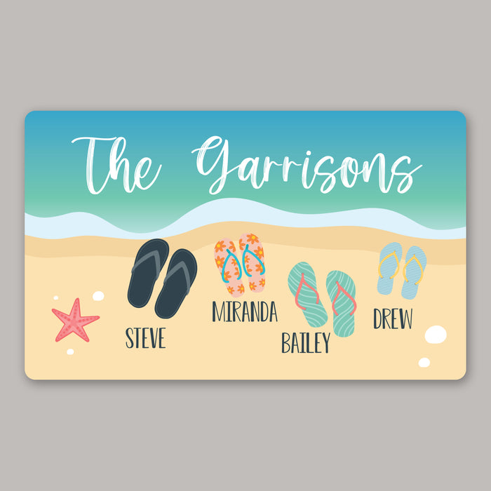 Personalized Flip Flop Summer Beach Welcome Mat