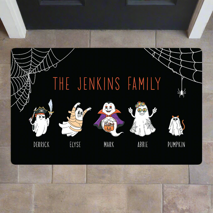 Personalized Ghost Family Halloween Doormat