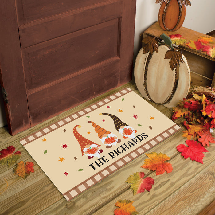 Personalized Fall Gnomes Welcome Door Mat