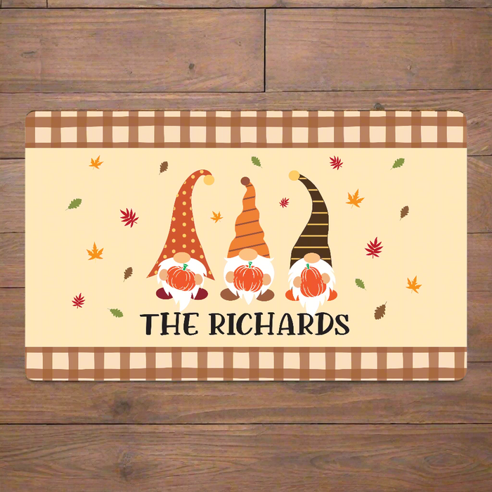 Personalized Fall Gnomes Welcome Door Mat