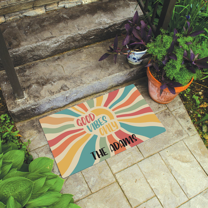 Personalized "Good Vibes Only" Welcome Door Mat