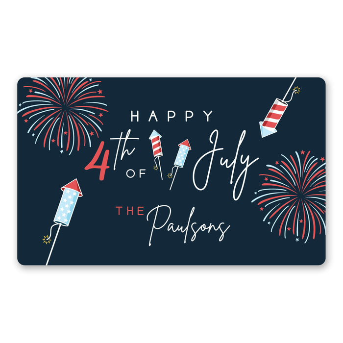 Personalized Happy 4th of July Fireworks Doormat