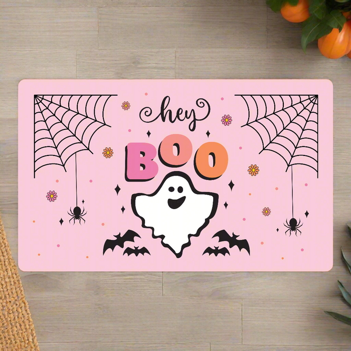 Personalized "Hey Boo" Halloween Welcome Mat