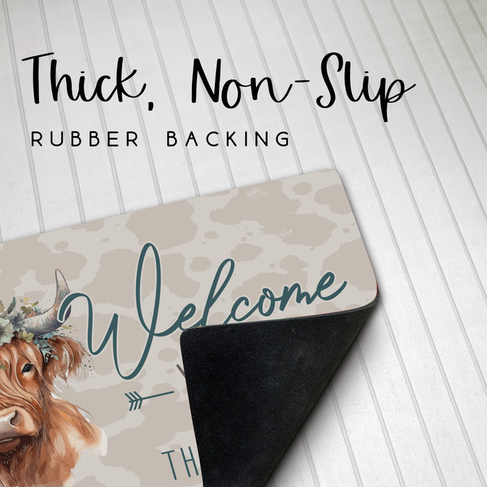 Personalized "Welcome Ya'll" Highland Cow Door Mat