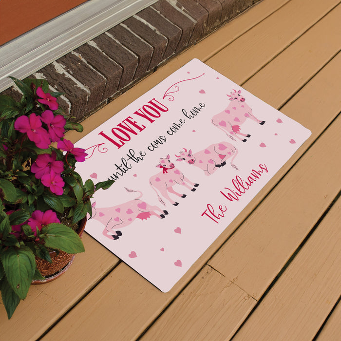 Personalized "Until The Cows Come Home" Valentine's Day Doormat