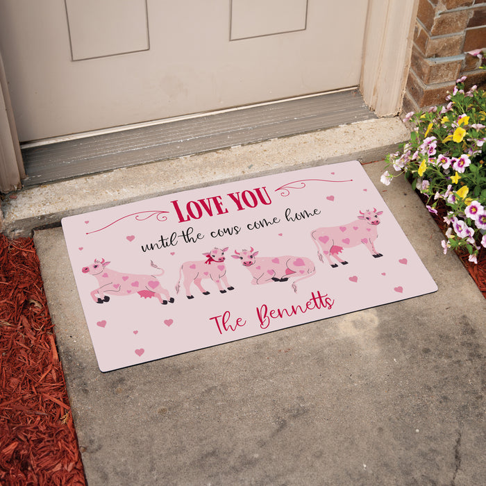 Personalized "Until The Cows Come Home" Valentine's Day Doormat