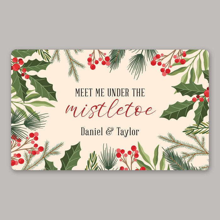 Personalized "Meet Me Under The Mistletoe" Holiday Door Mat