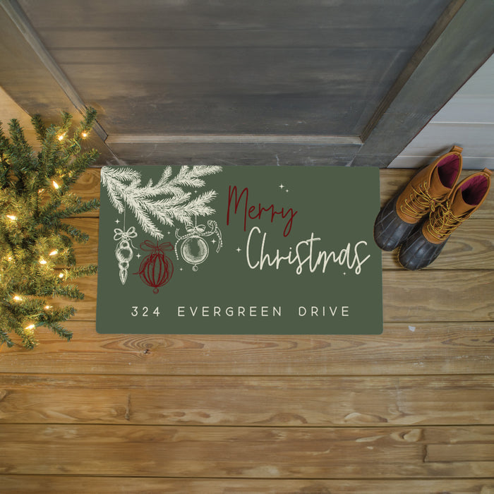 Personalized Merry Christmas Welcome Mat with Home Address