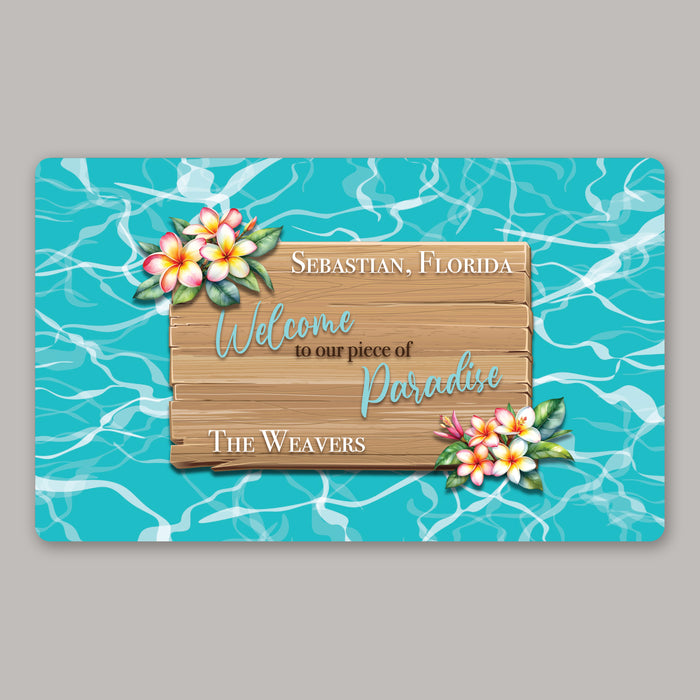 Personalized "Piece of Paradise" Beach House Welcome Doormat