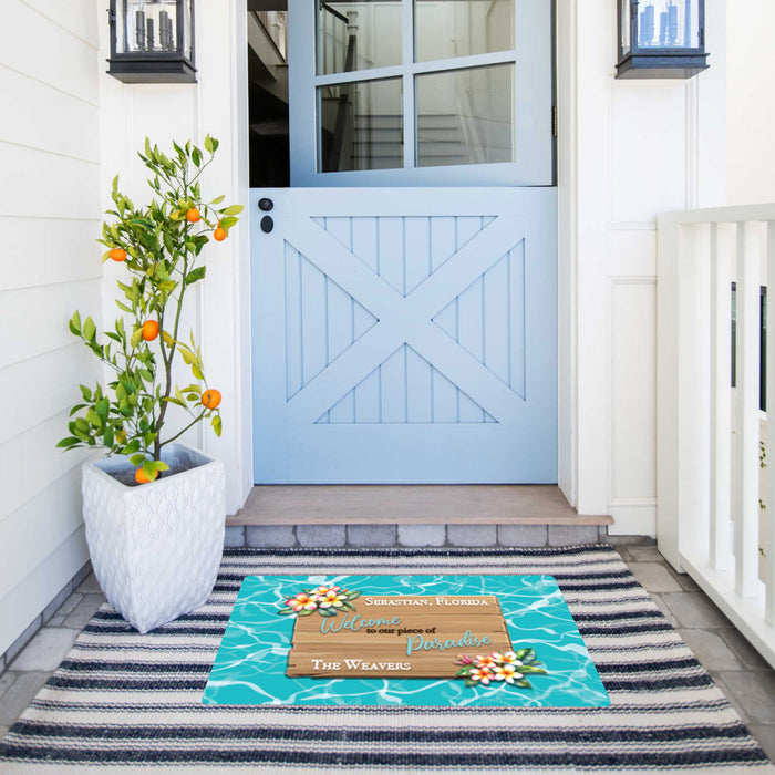 Personalized "Piece of Paradise" Beach House Welcome Doormat