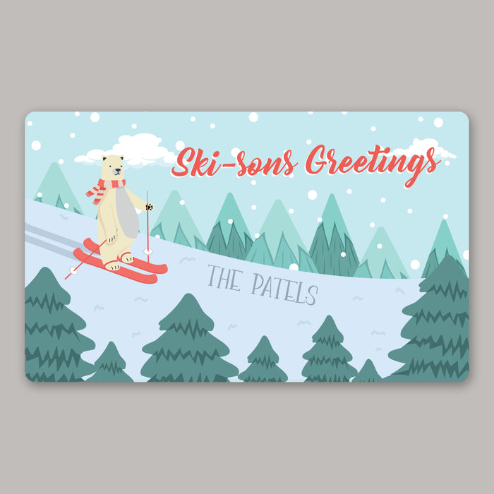 Personalized "Ski-sons Greetings" Holiday Door Mat