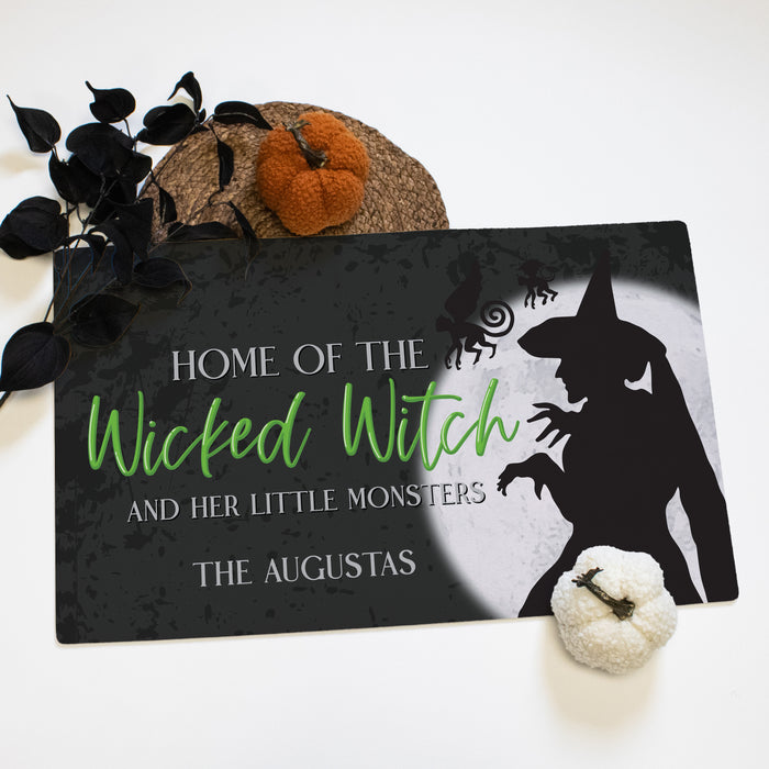 Personalized "Wicked Witch & Little Monsters" Halloween Doormat