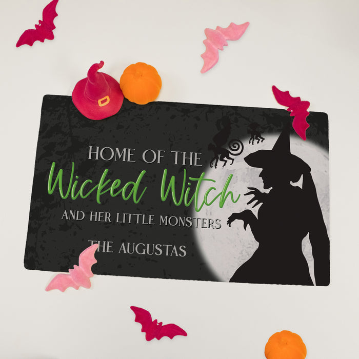 Personalized "Wicked Witch & Little Monsters" Halloween Doormat