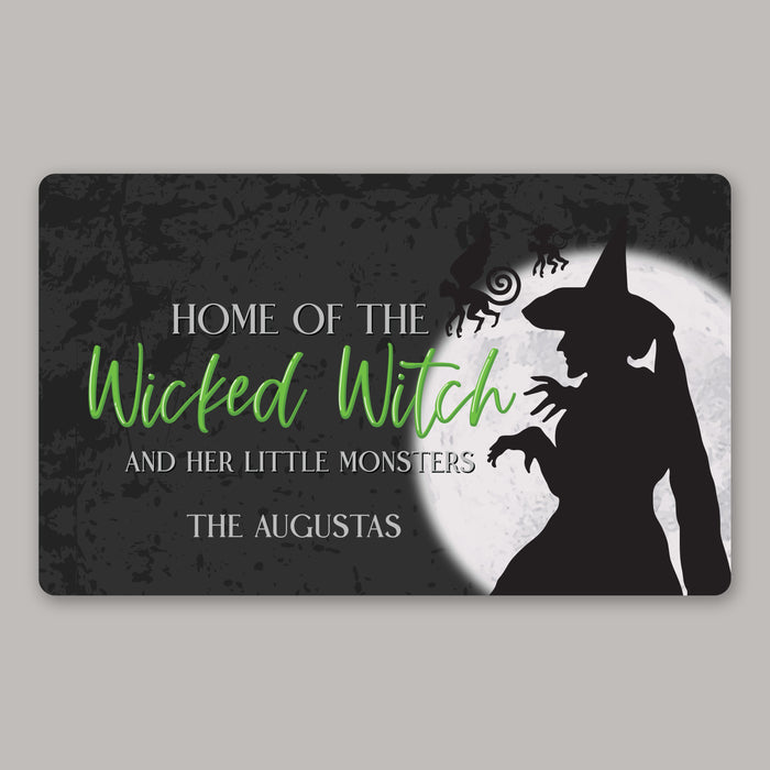 Personalized "Wicked Witch & Little Monsters" Halloween Doormat