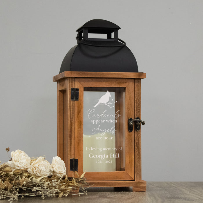 Personalized "Cardinals Appear When Angels Are Near" Memorial Lantern