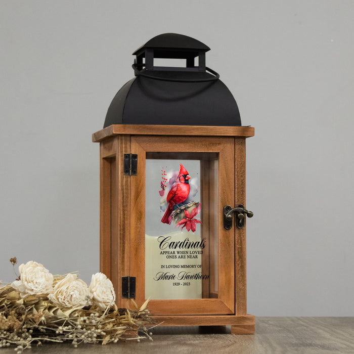 Personalized “Cardinals Appear When Loved Ones Are Near” Memorial Lantern