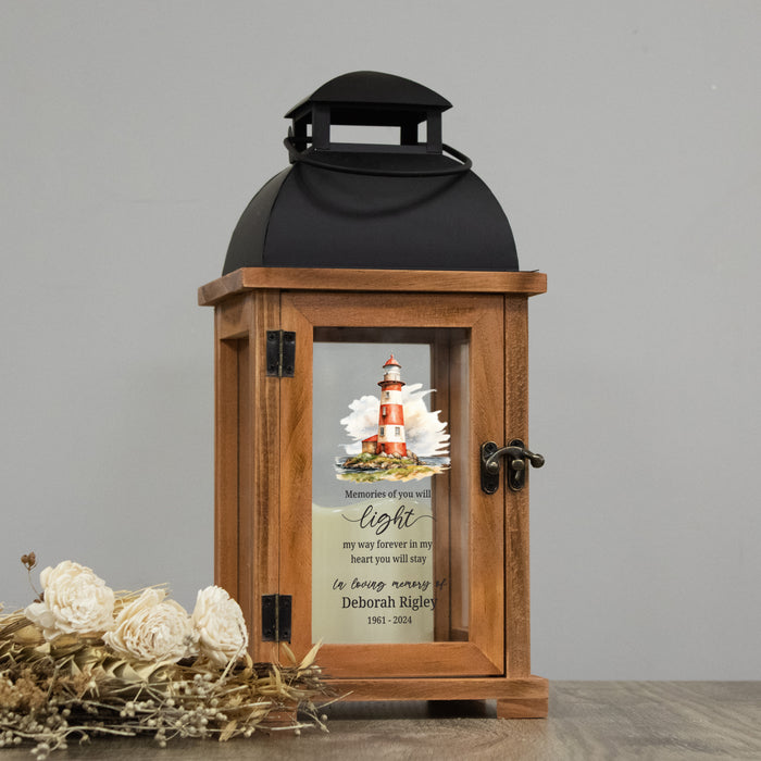 Personalized Lighthouse "Light My Way" Memorial Lantern