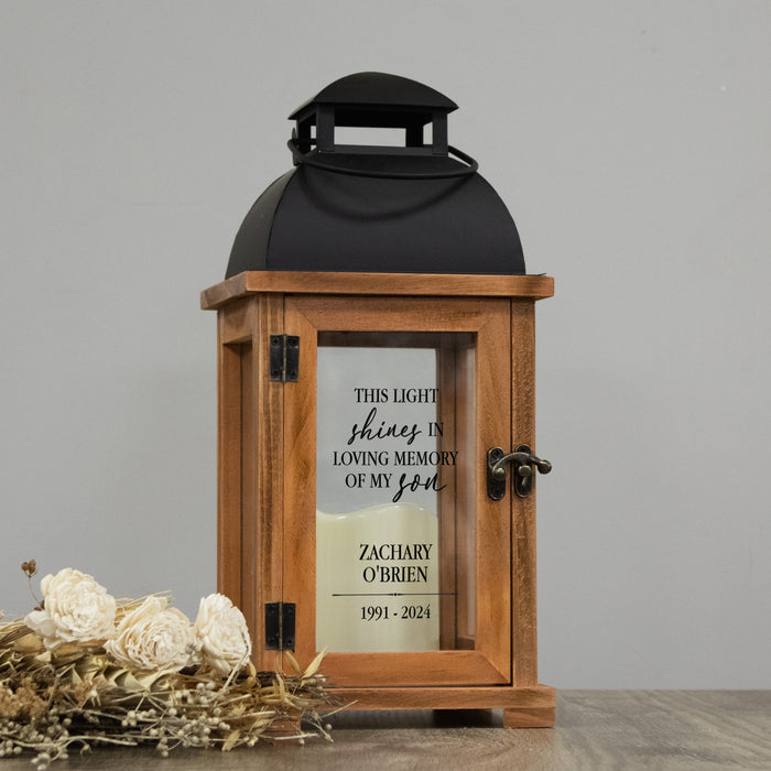 Personalized "This Light Shines" Son Memorial Lantern