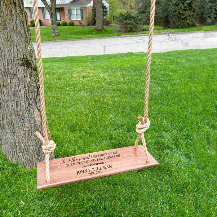 Personalized "Feel the Wind" Memorial Tree Swing