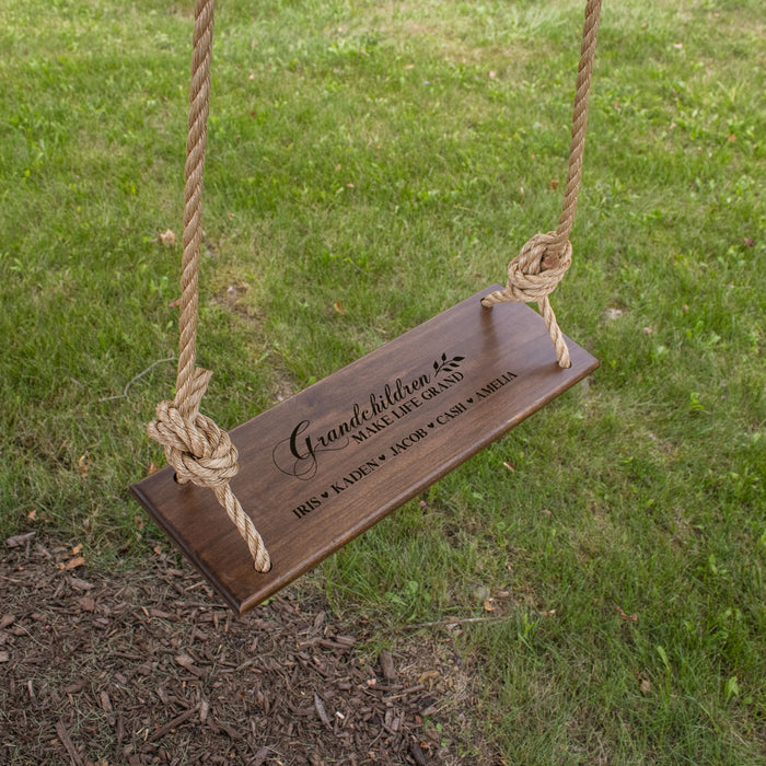 Personalized "Grandchildren Make Life Grand" Tree Swing