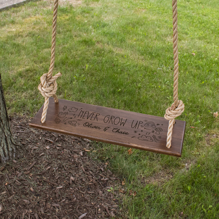 Personalized "Never Grow Up" Tree Swing