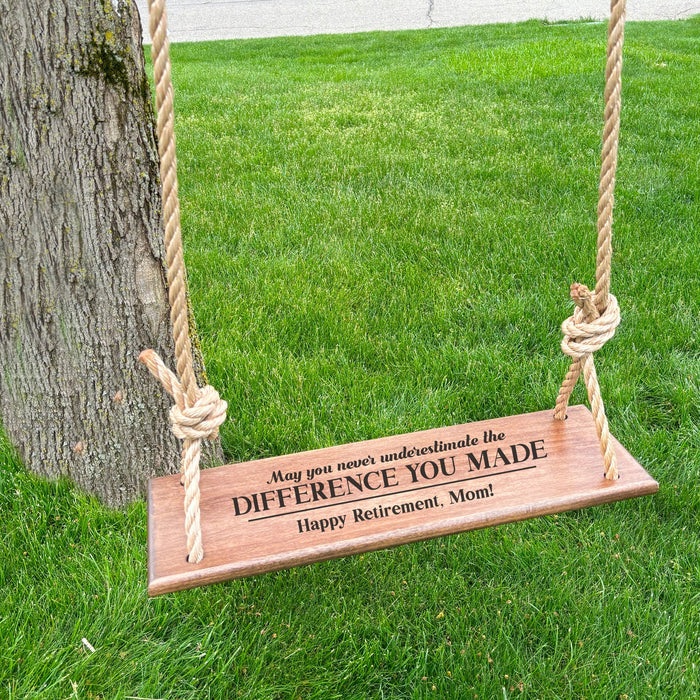 Personalized "Never Underestimate..." Retirement Tree Swing